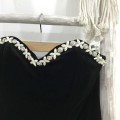 钉珠抹胸丝绒礼服